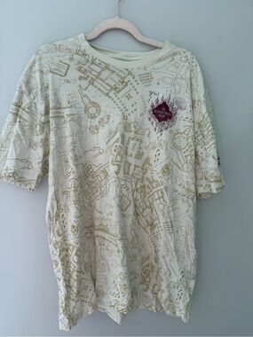 Universal Cream Harry Potter marauders map Print Short Sleeve Tee
